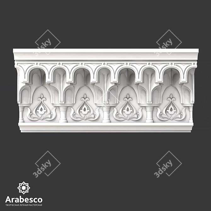 Ornate Gypsum Cornice KA 1115 3D model image 2