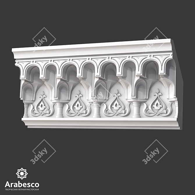 Ornate Gypsum Cornice KA 1115 3D model image 3