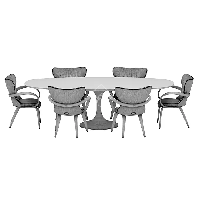 Elegant Dining Set Apriori Calacatta Gold 3D model image 5