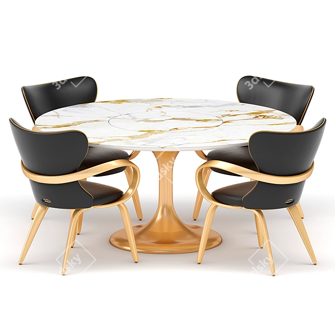  Elegant Dining Set with Calacatta Gold Table 3D model image 1