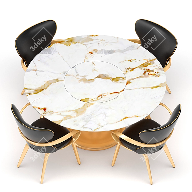  Elegant Dining Set with Calacatta Gold Table 3D model image 2