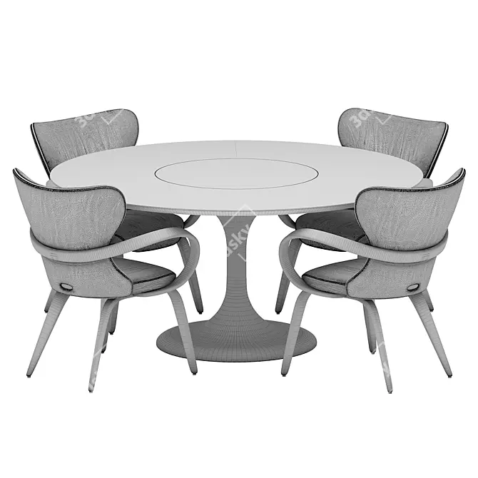  Elegant Dining Set with Calacatta Gold Table 3D model image 5