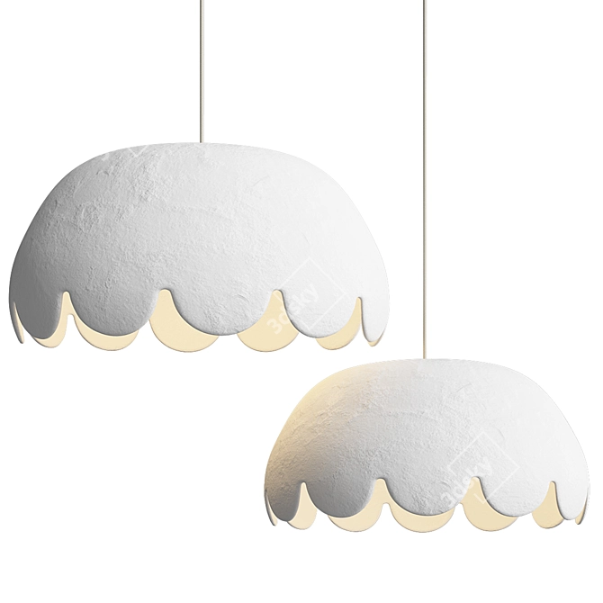 Elegant Scalloped Pendant Lights 3D model image 1