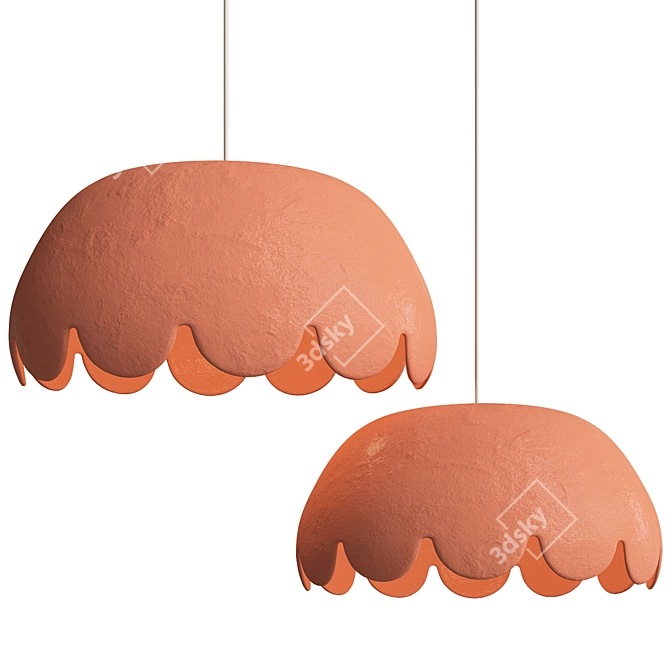 Elegant Scalloped Pendant Lights 3D model image 2