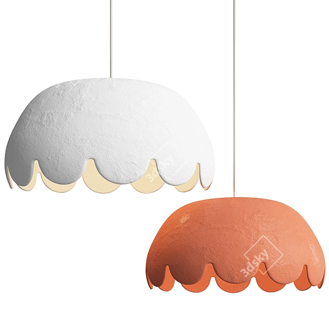 Elegant Scalloped Pendant Lights 3D model image 3