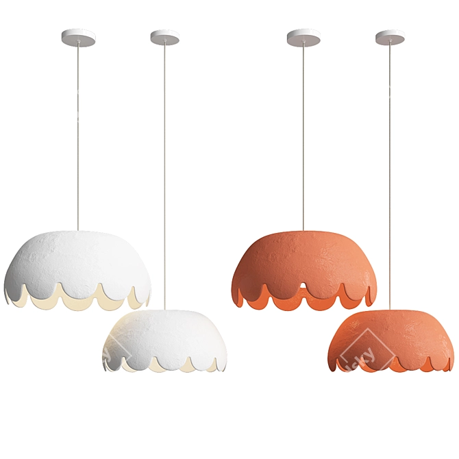 Elegant Scalloped Pendant Lights 3D model image 4