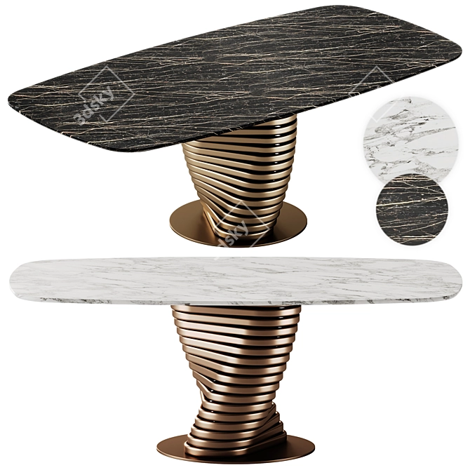  Eforma Rotolo Marble Dining Table 3D model image 1