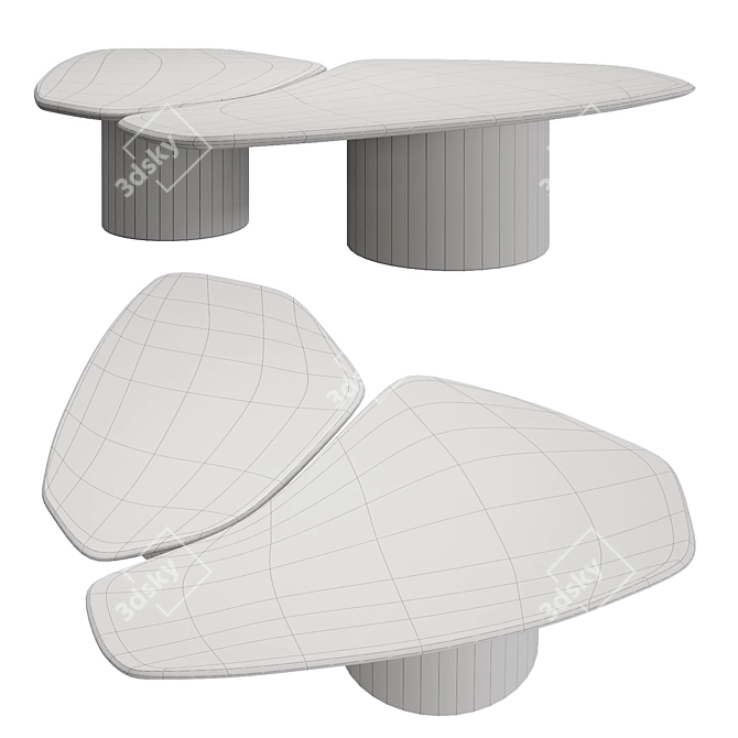 Elegant Tectra Coffee Table Set 3D model image 2