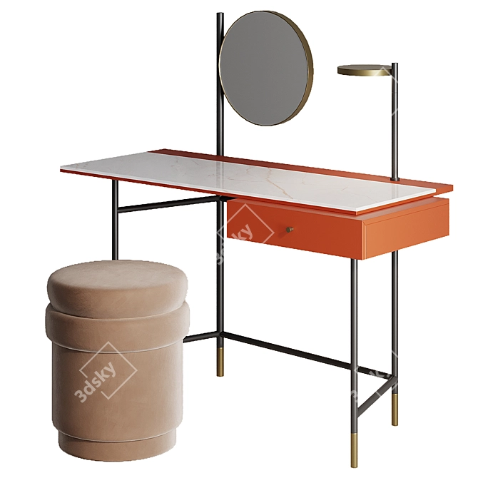 Elegant Vanity Desk with Mirror 3D model image 4