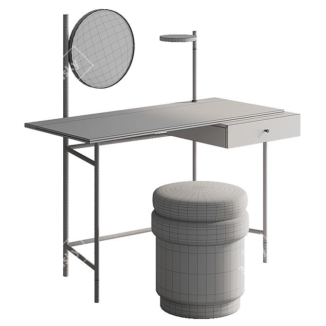 Elegant Vanity Desk with Mirror 3D model image 5