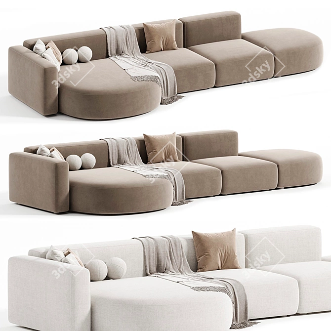 Versatile Belt Modular Sectional Sofa 3D model image 2