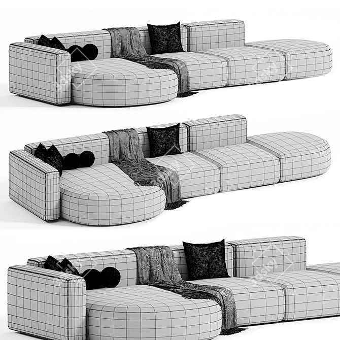 Versatile Belt Modular Sectional Sofa 3D model image 5