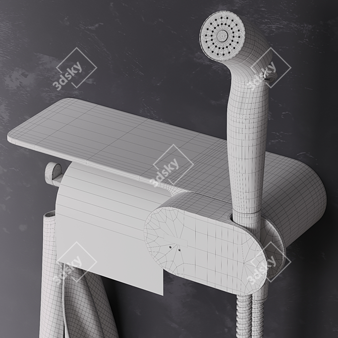 Concealed Mount Hygienic Shower Kit 3D model image 3