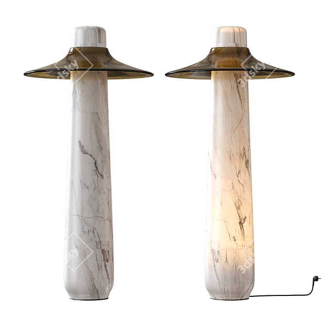 Alabaster and Brass Standing Lamp 3D model image 1