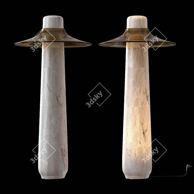 Alabaster and Brass Standing Lamp 3D model image 2