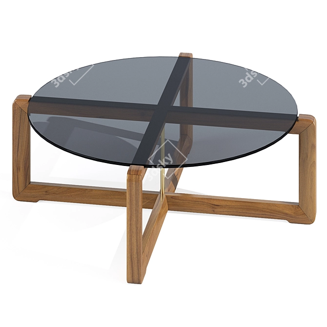 Stylish Round Glass Coffee Table 3D model image 2