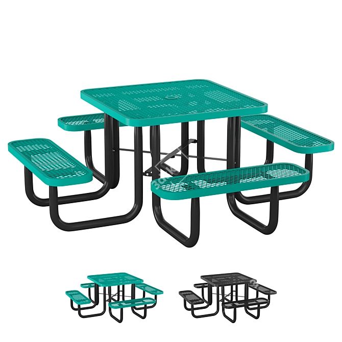 Urban Metal Outdoor Table Set 3D model image 1