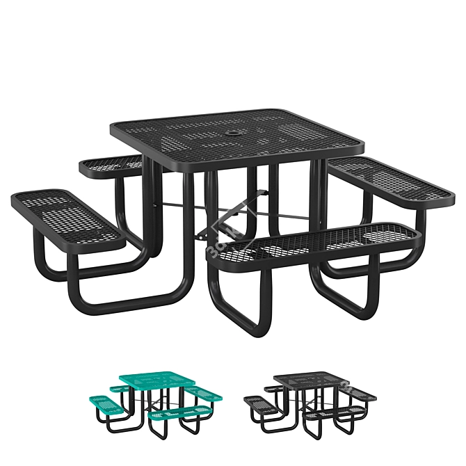 Urban Metal Outdoor Table Set 3D model image 2