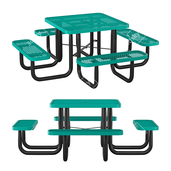 Urban Metal Outdoor Table Set 3D model image 3