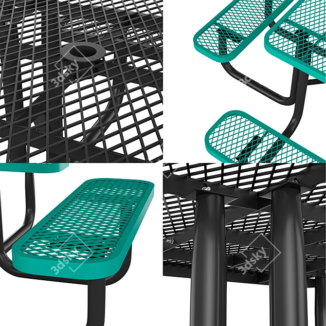 Urban Metal Outdoor Table Set 3D model image 5