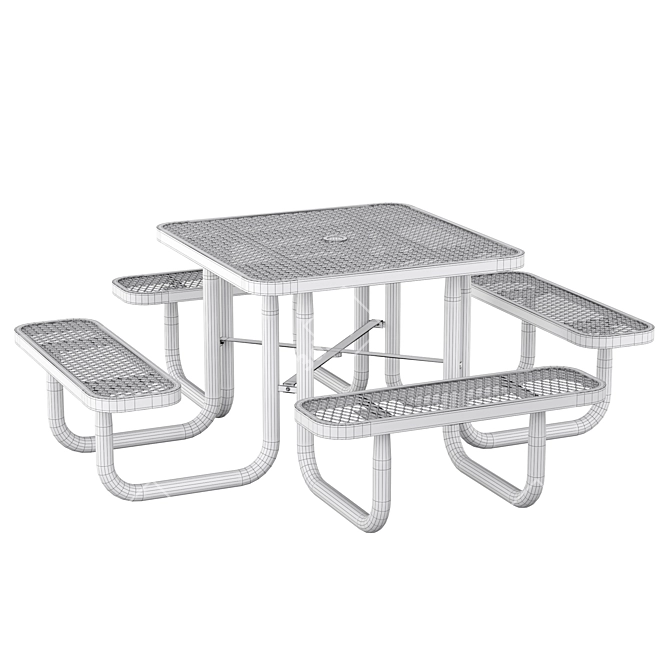 Urban Metal Outdoor Table Set 3D model image 6