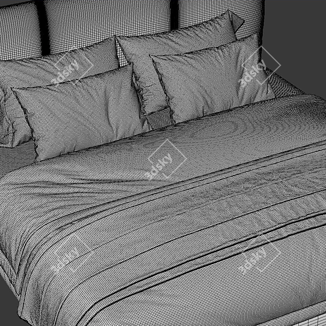 Modern Upholstered Bed 3D Model 3D model image 4