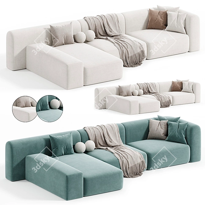 Modern Dimaro Sofa Ottoman Set 3D model image 3