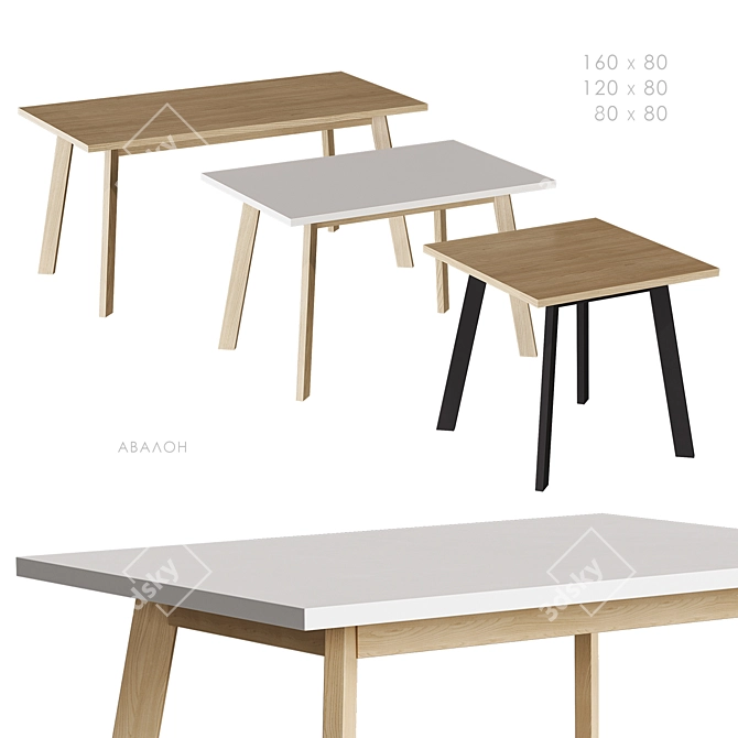 Avalon Dining Table Oak White 3D model image 2