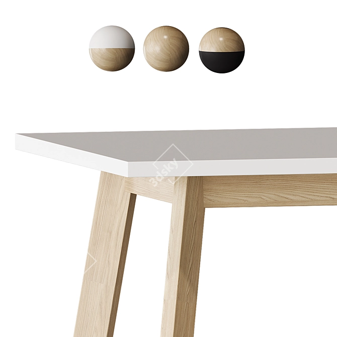 Avalon Dining Table Oak White 3D model image 3