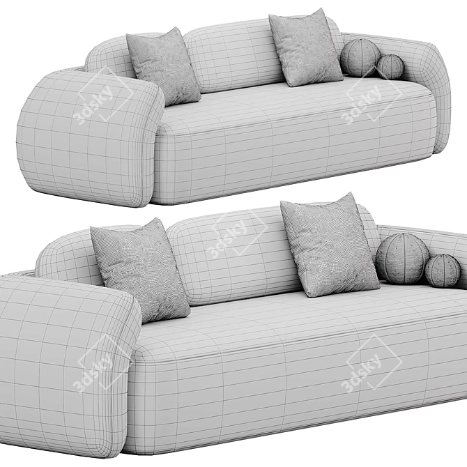 Sleek White Leather Sofa Litfad 3D model image 4