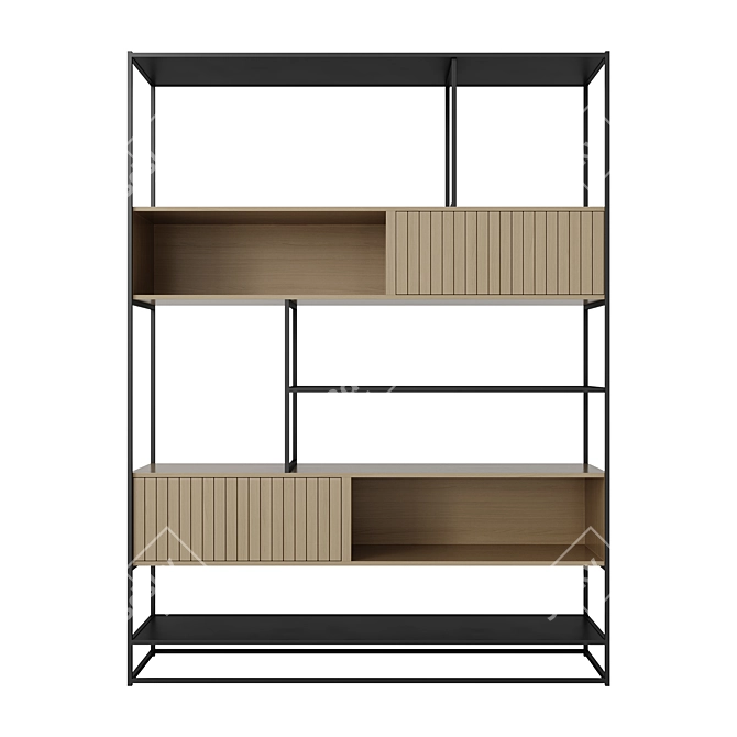 Modern Fusion Bookcase with Sliding Doors 3D model image 2