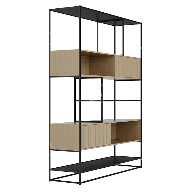 Modern Fusion Bookcase with Sliding Doors 3D model image 5