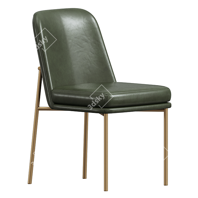 Sleek Metal Leather Dining Chair 3D model image 1