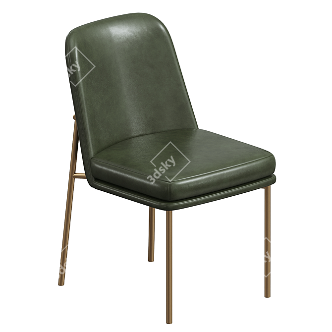 Sleek Metal Leather Dining Chair 3D model image 2