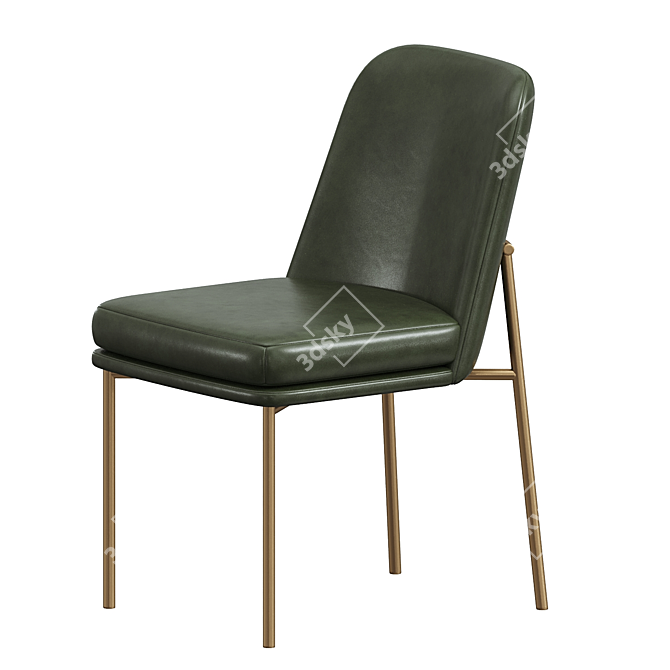 Sleek Metal Leather Dining Chair 3D model image 3