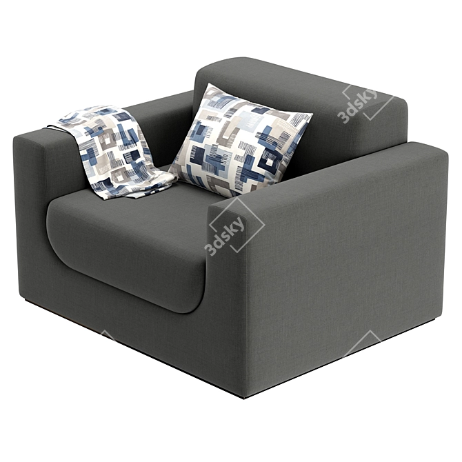 Modern Elegance Sculptural Armchair 3D model image 3