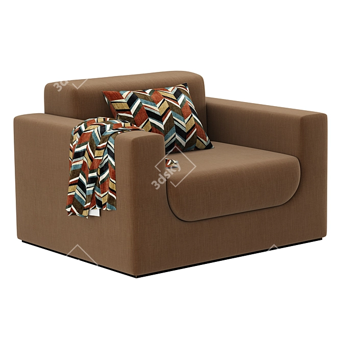 Modern Elegance Sculptural Armchair 3D model image 4