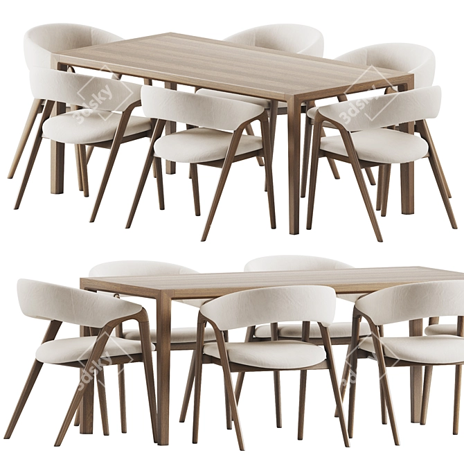 Modern Dining Chairs and Table 3D model image 1