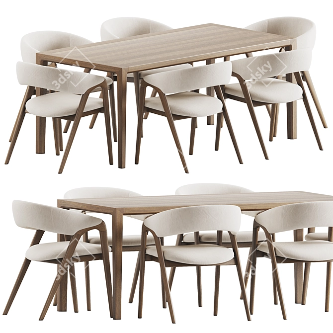 Modern Dining Chairs and Table 3D model image 2