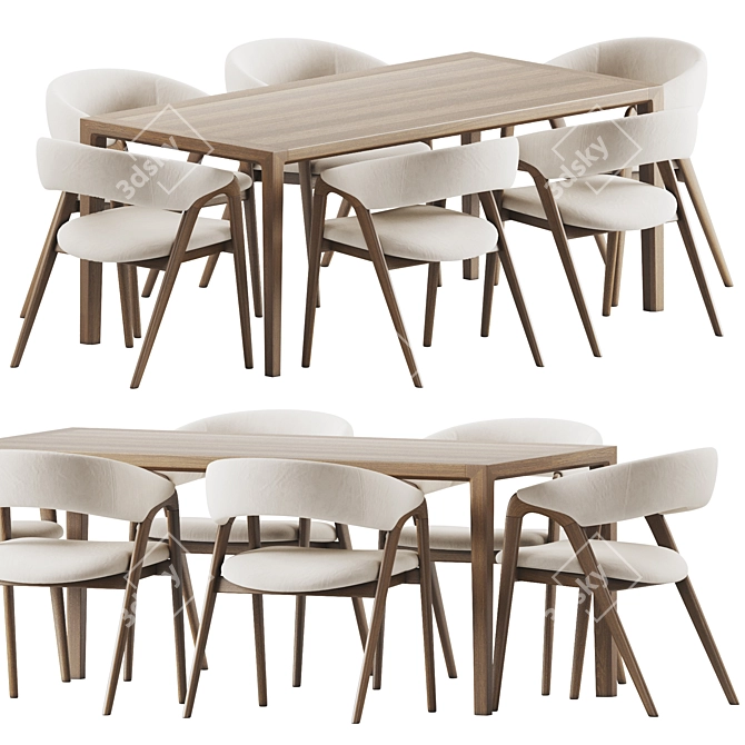 Modern Dining Chairs and Table 3D model image 3