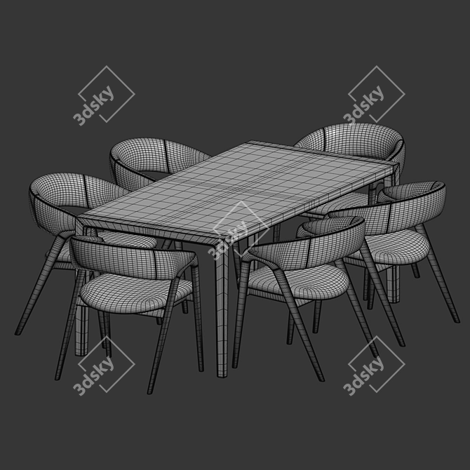 Modern Dining Chairs and Table 3D model image 4