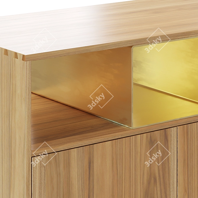 Brass-Accented Dua Walnut Sideboard. 3D model image 2