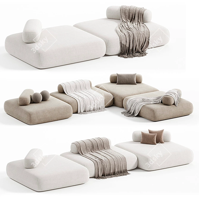 Sleek 2015 Flow Plus Sofa 3D model image 1