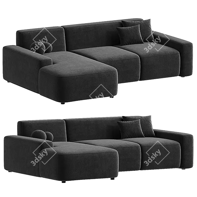 Modern Olafur Upholstered Sectional Sofa 3D model image 1