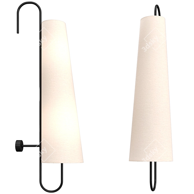 Modern Black Wall Lamp 98cm 3D model image 1