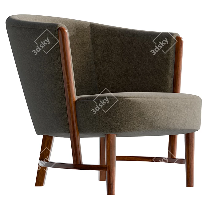 Modern Velvet Armchair, Large Size 3D model image 4