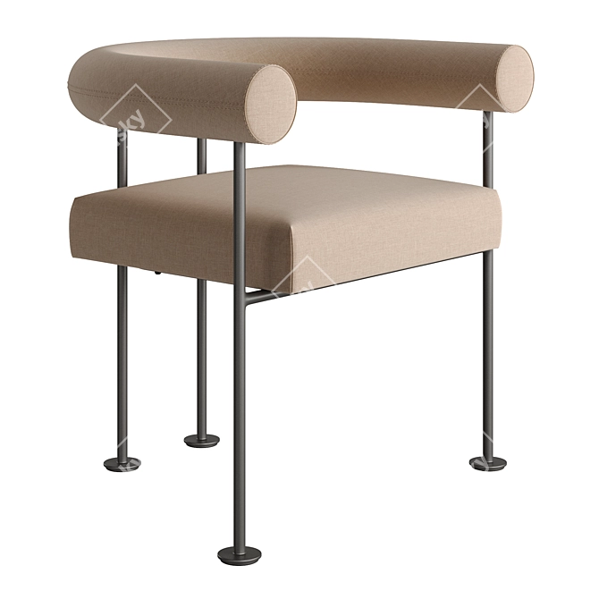 Stylish Fabric & Metal Chair 3D model image 4