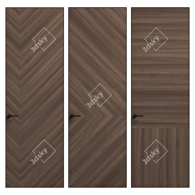 Matte Stained Oak Rift Doors 3D model image 2