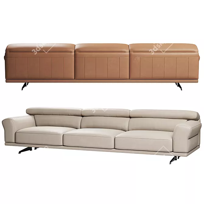 FENDA Mill 3-Seater Sofa: Modern Elegance 3D model image 2