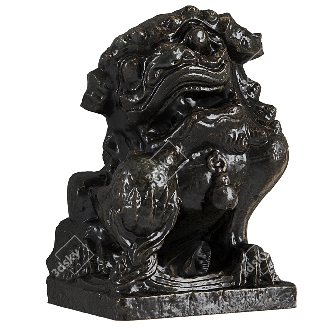 Regal Lion Sculpture 3D Model 3D model image 1